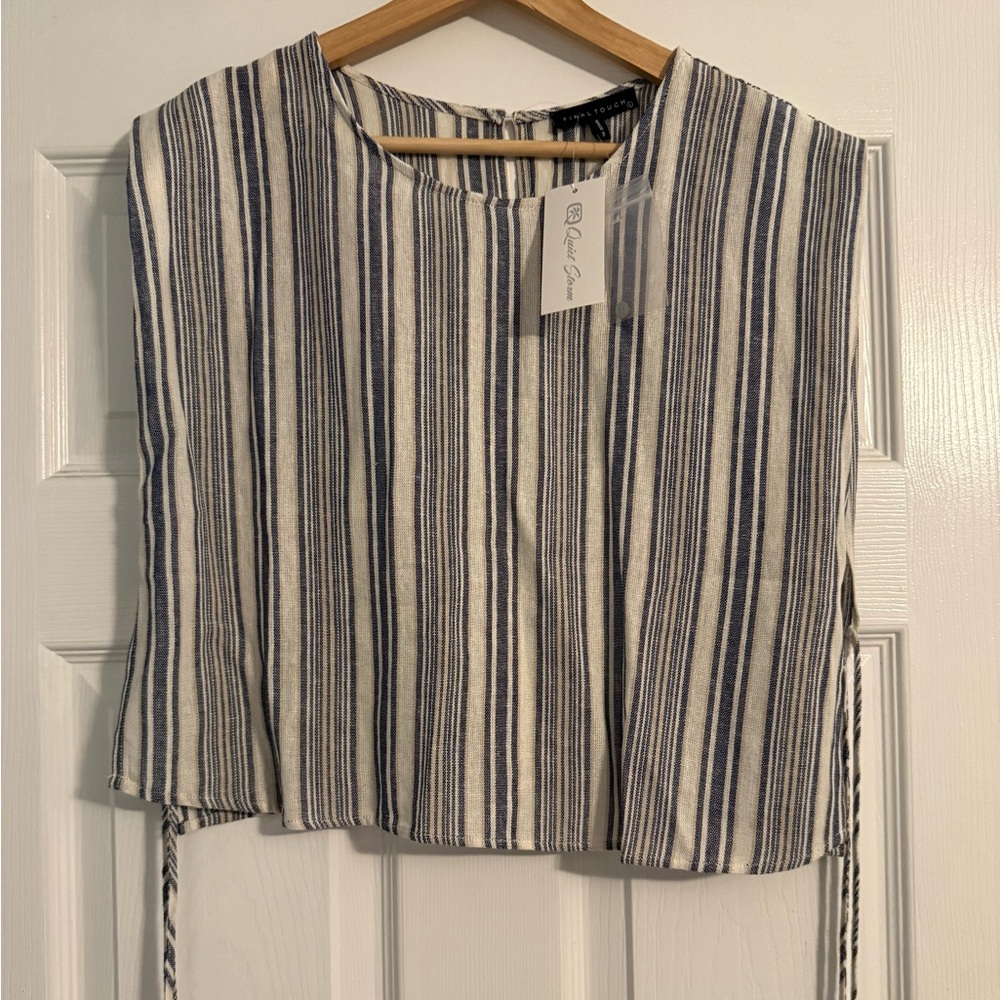 Final Touch Navy and White Striped Tie-Side Camisole